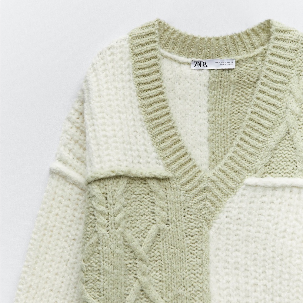 Zara Patchwork Knit Sweater M - Picture 4 of 6